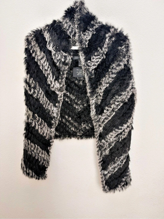 Marc By Marc Jacobs Jackets & Blazers - Marc by Marc Jacobs Real Rabbit Fur Chevron Stripe Vest Black & Gray XS